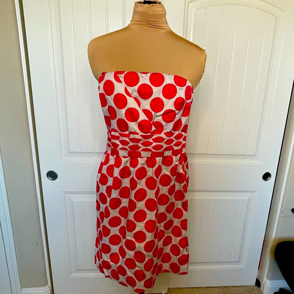 Limited Good looking pink and white polka dot strapless dress